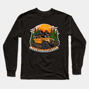 Mountain Explorer Orange Jeep Wrangler Rubicon Long Sleeve T-Shirt